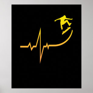 Skateboarder Heartbeat Skateboarding Skateboard Poster