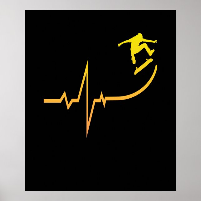 Skateboarder Heartbeat Skateboarding Skateboard Poster (Front)