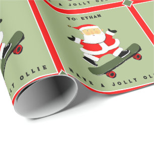 Skateboarder Holiday Gift Wrapping Paper