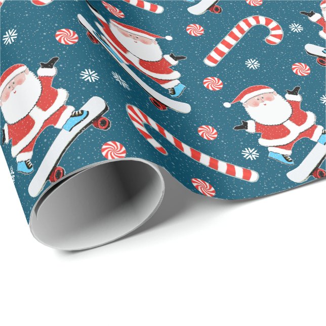 Skateboarder Holiday Gift  Wrapping Paper (Roll Corner)
