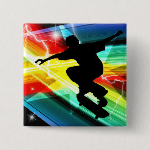 Skateboarder in Criss Cross Lightning 15 Cm Square Badge