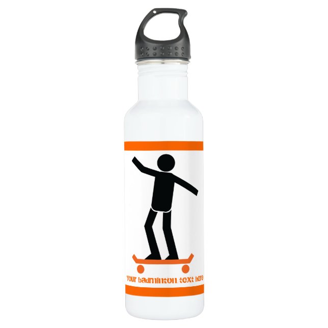Skateboarder on his skateboard custom 710 ml water bottle (Front)