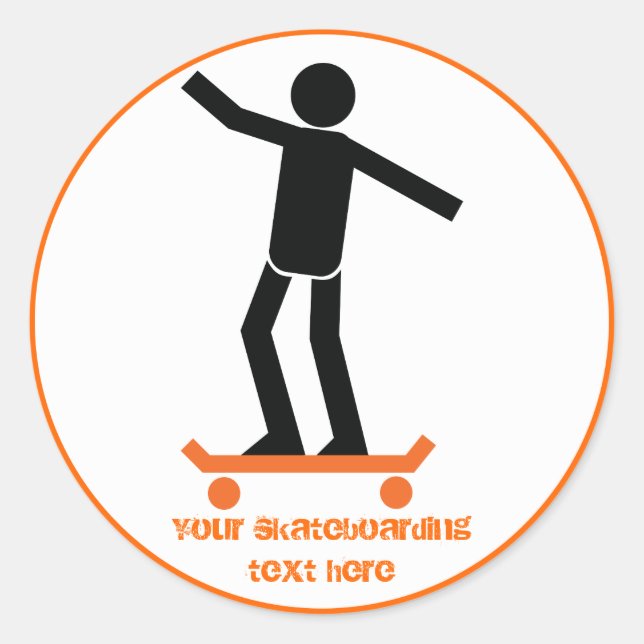Skateboarder on his skateboard custom classic round sticker (Front)