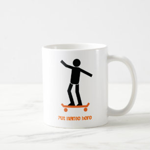 Skateboarder on his skateboard custom coffee mug