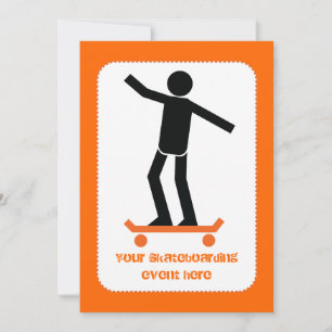 Skateboarder on his skateboard custom invitation