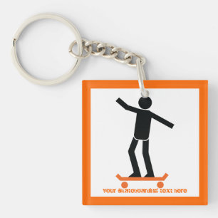 Skateboarder on his skateboard custom key ring
