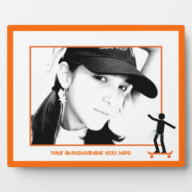 Skateboarder on his skateboard custom plaque (Front)