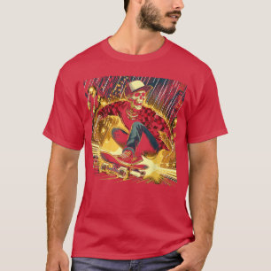Skateboarder Punk Rock Skeleton in the Rain Street T-Shirt