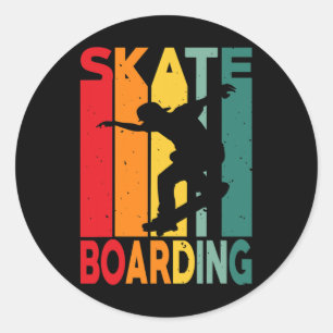 Skateboarder Retro Vintage Design Skateboarding Classic Round Sticker