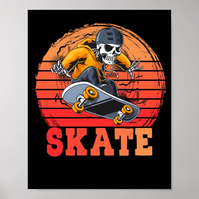 Skateboarder Retro Vintage Skateboarding Poster (Front)