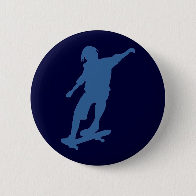 Skateboarder Silhouette Pin Back Button (Front)