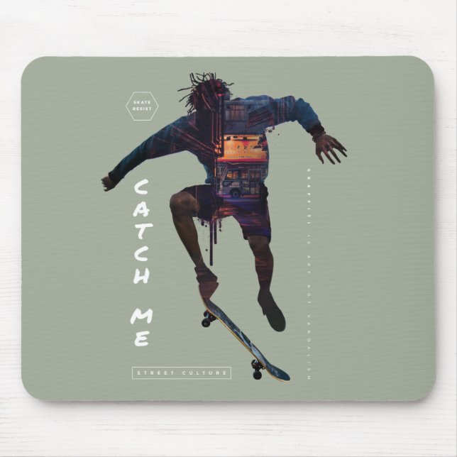 Skateboarder silhouette - Urban design Mouse Mat (Front)
