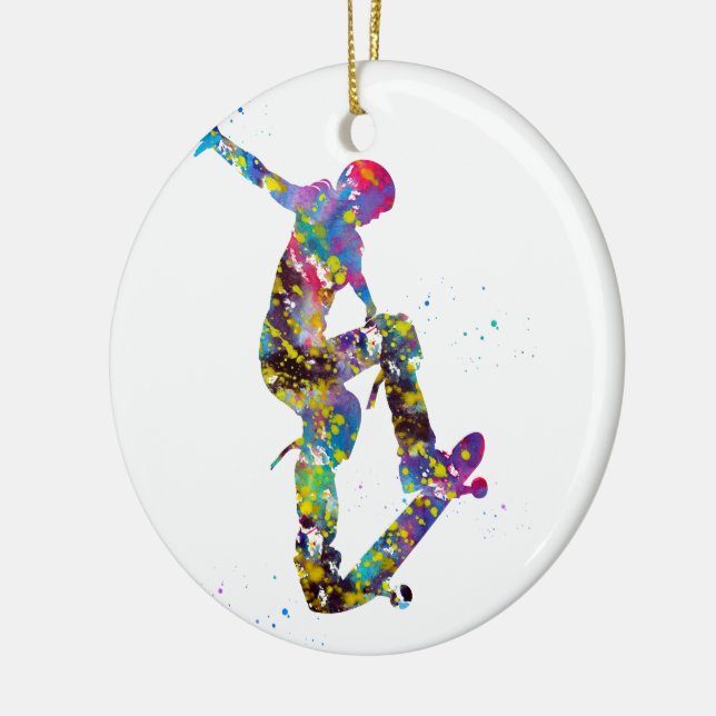 Skateboarder, Skateboard Ceramic Tree Decoration (Left)