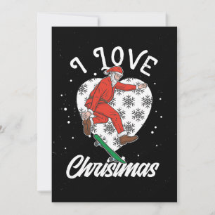 Skateboarder Skateboard I Love Christmas Invitation