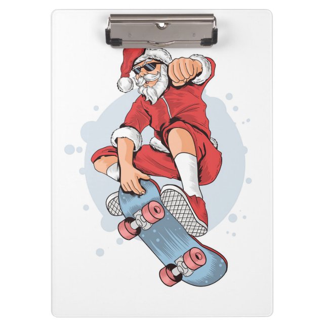 Skateboarder Skateboard Snowman Clipboard (Front)