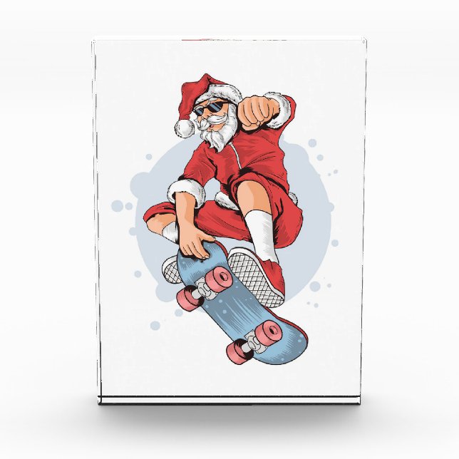 Skateboarder Skateboard Snowman Photo Block (Front)