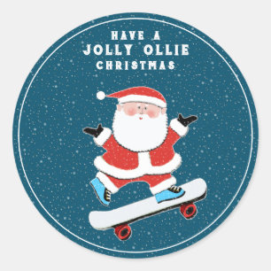 Skateboarder Skateboarding Christmas Classic Round Sticker