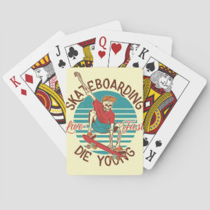Skateboarder Skateboarding Live Fast Playing Cards