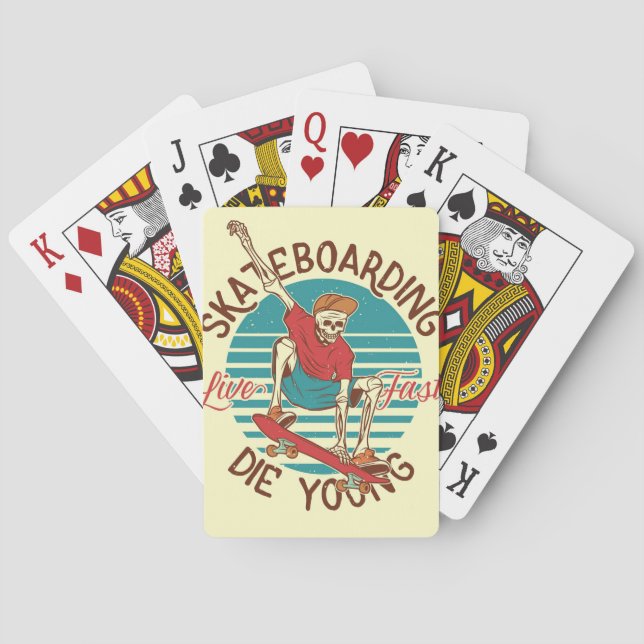 Skateboarder Skateboarding Live Fast Playing Cards (Back)