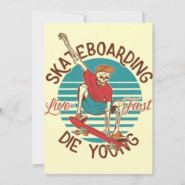 Skateboarder Skateboarding Live Fast Thank You Card (Front)