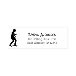 Skateboarder, Skateboarding Themed Return Address Self-inking Stamp