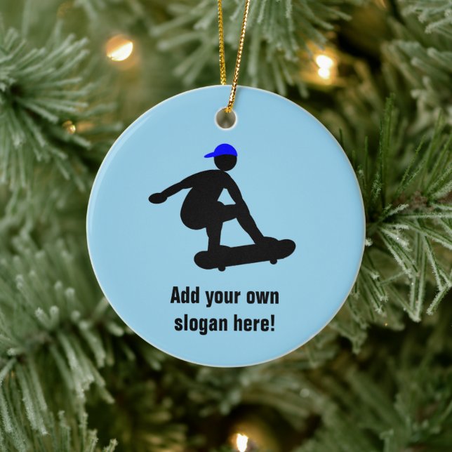 Skateboarder - Skater Boy graphic - add a name to  Ceramic Tree Decoration (Tree)
