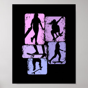 Skateboarder Skater Girl Skateboarding Kids Poster