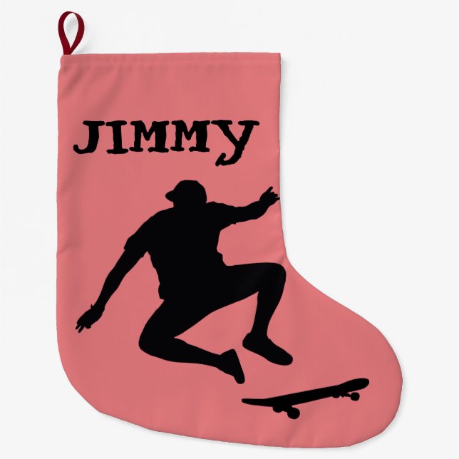 SKATEBOARDER SON CUSTOM CHRISTMAS STOCKING  (Front)