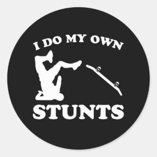Skateboarder Stunts Fun Skateboard Gift Classic Round Sticker