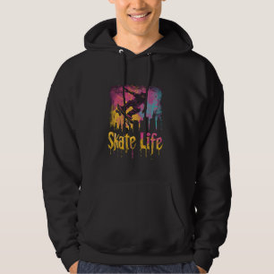 Skateboarder Urban Vibes Colourful Street Art Hoodie