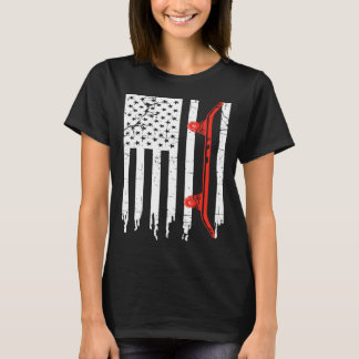 Skateboarder Vintage Us Flag Teens Skateboarding B T-Shirt