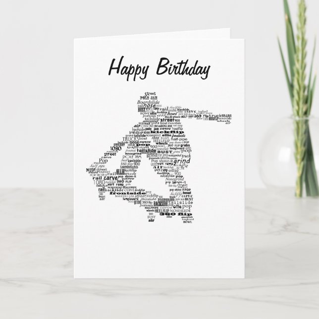 Skateboarder word collage greeting card (Front)
