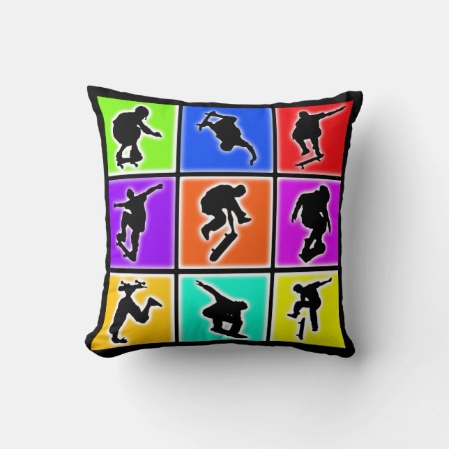 Skateboarders Pop Art Cushion (Front)