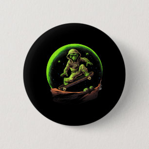 Skateboarding Alien On The Ring Of Saturn Outer Sp 6 Cm Round Badge