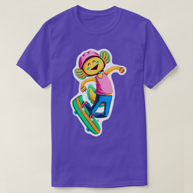 Skateboarding Axolotl T-Shirt (Design Front)