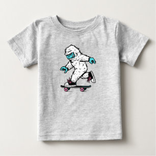 Skateboarding Bigfoot Sasquatch Wild Animal Baby T-Shirt