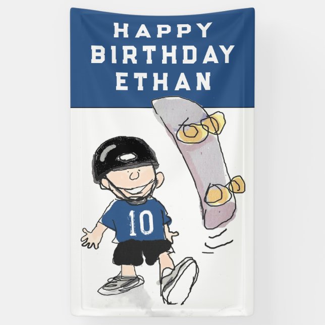 Skateboarding Birthday  Banner (Vertical)