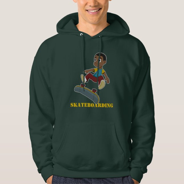 Skateboarding boy cartoon hoodie (Front)