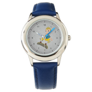 Skateboarding boy cartoon watch