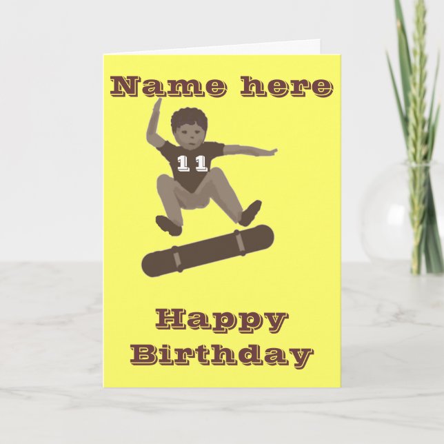 Skateboarding Boy Heel Flipping Birthday card (Front)