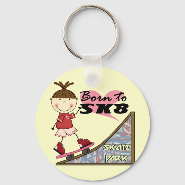 SKATEBOARDING - Brunette Girl Tshirts and Gifts Key Ring (Front)