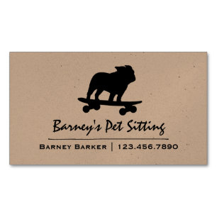 Skateboarding Bulldog Silhouette Cool Skater Dog Magnetic Business Card