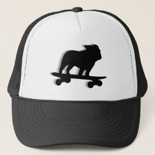Skateboarding Bulldog Silhouette Trucker Hat
