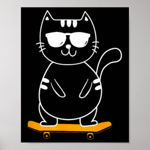 Skateboarding Cat - Skateboard Skateboarder Skater Poster