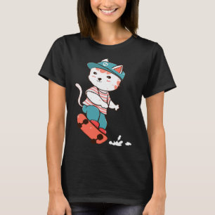 Skateboarding Cat - Skaters Skateboard - Cat Lover T-Shirt
