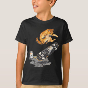 Skateboarding cat street meme funny kitten grunge T-Shirt