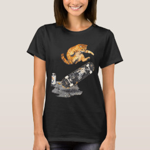 Skateboarding cat street meme funny kitten grunge T-Shirt