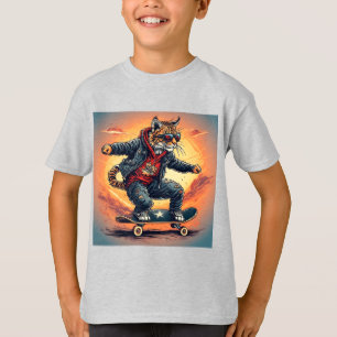 🐱 Skateboarding Cat Street Style Graphic Design T-Shirt