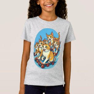 Skateboarding Cats on the Move T-Shirt