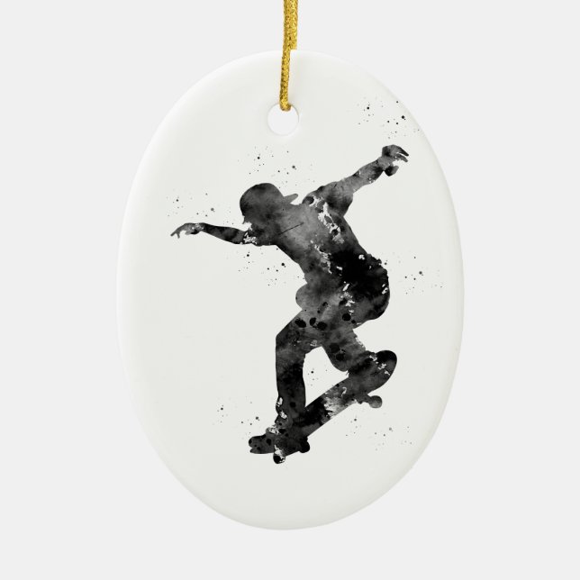 Skateboarding Ceramic Tree Decoration (Front)